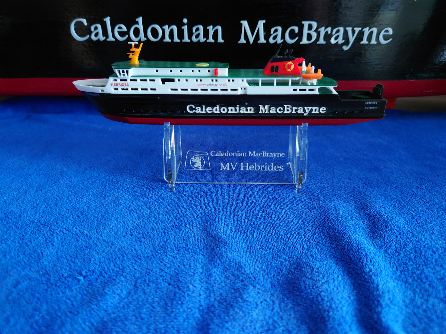 Laser Cut Acrylic Stand for MV Hebrides Calmac Ferry 1:500 scale ship/boat