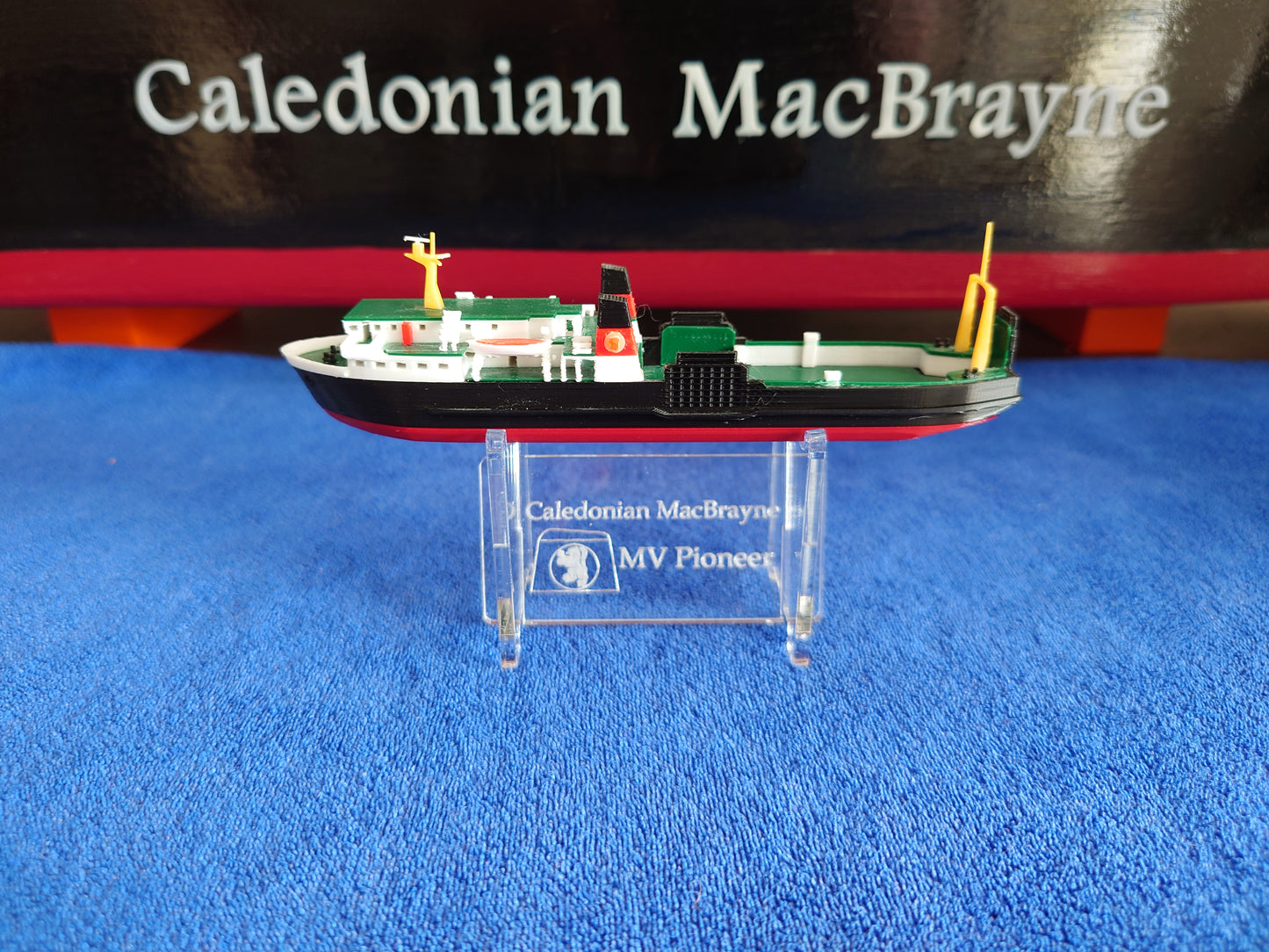 Laser Cut Acrylic Stand for MV Pioneer Calmac Ferry 1:500 scale ship/boat