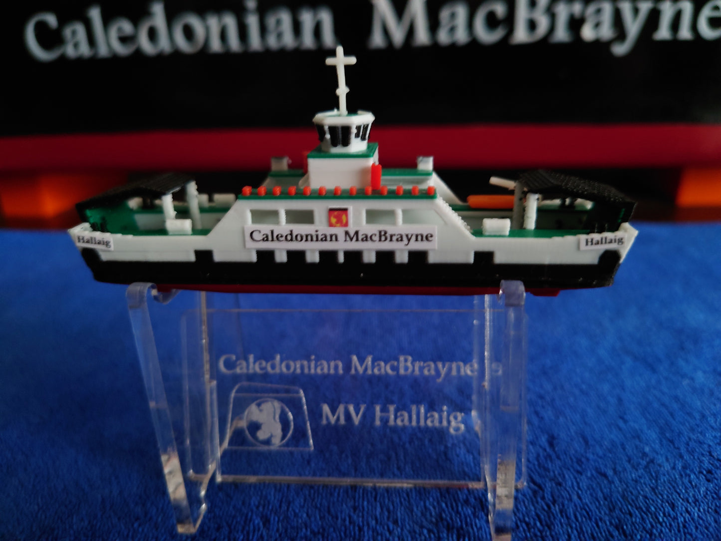 MV Hallaig Calmac 3d Printed Model Ferry 1:500 Scale and Laser cut stand