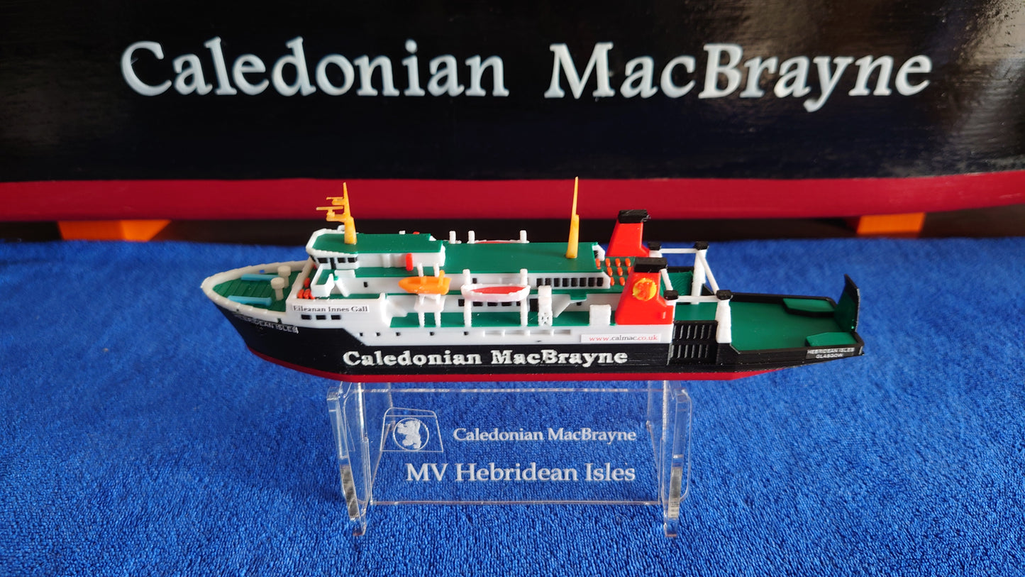 Laser Cut Acrylic Stand for MV Hebridean Isles Calmac Ferry 1:500 scale ship/boat