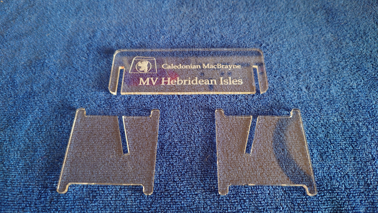 Laser Cut Acrylic Stand for MV Hebridean Isles Calmac Ferry 1:500 scale ship/boat